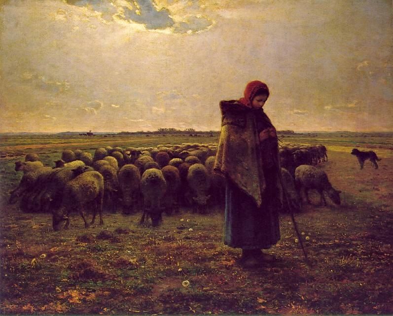 Jean Francois Millet Shepherdess with her flock